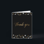 50th birthday black gold white confetti Script Thank You Card<br><div class="desc">Express your heartfelt gratitude with our "50th Birthday Black Gold White Confetti Thank You" folded card. Personalize this elegant and stylish card with your special greeting and name, creating a memorable token of appreciation for your guests. Key Features: 50th Birthday Black Gold White Confetti Thank You Card Vertical Orientation for...</div>
