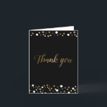 50th birthday black gold white confetti Script Thank You Card<br><div class="desc">Express your heartfelt gratitude with our "50th Birthday Black Gold White Confetti Thank You" folded card. Personalize this elegant and stylish card with your special greeting and name, creating a memorable token of appreciation for your guests. Key Features: 50th Birthday Black Gold White Confetti Thank You Card Vertical Orientation for...</div>