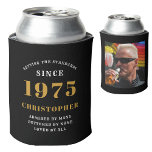 50th Birthday Black Gold With Photo<br><div class="desc">Personalized Birthday add your name and year can cooler with your photo on the rear. Edit the name and year with the template provided. A wonderful custom birthday party accessory. More gifts and party supplies available with the "setting standards" design in the store.</div>