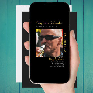 50th Birthday Black Invitation