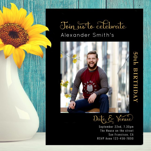 50th Birthday Black Invitation (Creator Uploaded)