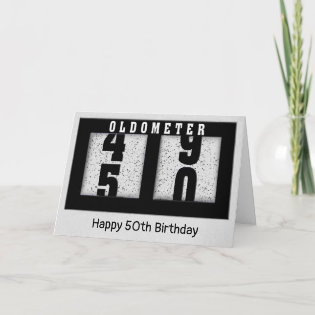 50th Birthday Black Odometer Card (Front)
