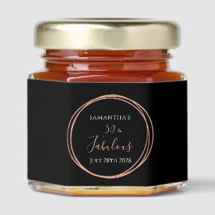 50th Birthday Black Rose Gold Birthday Party Favor Honey Jar Favors