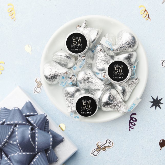 50th Birthday black silver glitter modern elegant Hershey®'s Kisses® (Party)