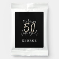 50th Birthday black silver glitter modern elegant