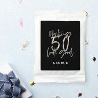 50th Birthday black silver glitter modern elegant