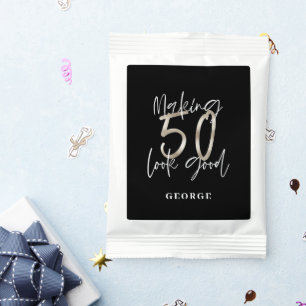 50th Birthday black silver glitter modern elegant Margarita Drink Mix