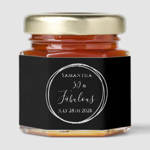 50th Birthday Black Silver Personalized Party Honey Jar Favors
