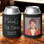 50th Birthday Black White Instagram Photo Can Cooler<br><div class="desc">Celebrate in style with this 50th Birthday Black and White Instagram Photo Can Cooler! Featuring a sleek black and white design, this customizable can cooler showcases your favorite Instagram-style photo, making it a fun and personal party favor. Perfect for milestone birthday celebrations, it keeps drinks cold while adding a stylish...</div>