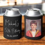 50th Birthday Black White Instagram Photo Can Cooler<br><div class="desc">Celebrate in style with this 50th Birthday Black and White Instagram Photo Can Cooler! Featuring a sleek black and white design, this customizable can cooler showcases your favorite Instagram-style photo, making it a fun and personal party favor. Perfect for milestone birthday celebrations, it keeps drinks cold while adding a stylish...</div>