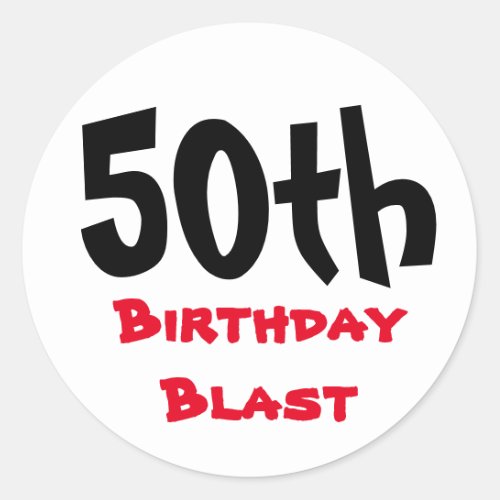 50th Birthday Blast Typography  Classic Round Sticker