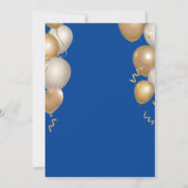 50th Birthday Blue and Gold Balloons Confetti Invitation (Back)