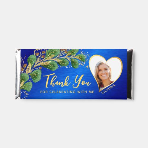 50th Birthday Blue and Gold Personalized Thank You Hershey Bar Favors