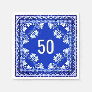 50th Birthday Blue Bandana Napkins
