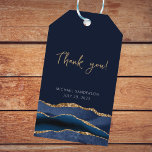 50th Birthday Blue Gold Agate Thank You  Gift Tags<br><div class="desc">Introducing the "Thank You" favor tag, a beautiful and stylish way to express your gratitude to your guests for joining you on your special occasion. These tags feature a stunning navy blue watercolor agate geode slice design, complemented by faux gold glitter for a touch of elegance and sophistication. Perfect for...</div>
