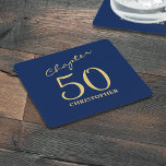 50th Birthday Blue Gold Chapter 50 Square Paper Coaster<br><div class="desc">Make your loved one's 50th birthday celebration elegant and memorable with our stunning Blue Gold coasters from Zazzle. Discover how these customizable napkins can elevate your event and create unforgettable moments in our exclusive article.</div>