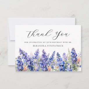 50th Birthday Blue July Birth Flower Custom Flat Thank You Card