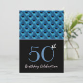 50th Birthday Blue Peacock Feathers Template (Standing Front)