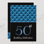 50th Birthday Blue Peacock Feathers Template (Front/Back)