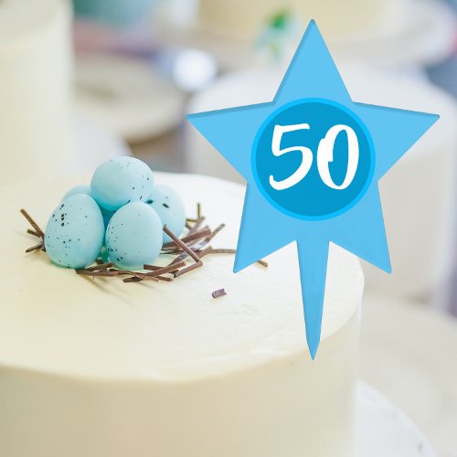 50th Birthday Blue Star Cake Topper