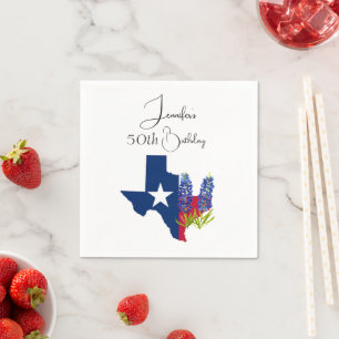 50th Birthday Bluebonnets Texas Fifty Floral Napkins