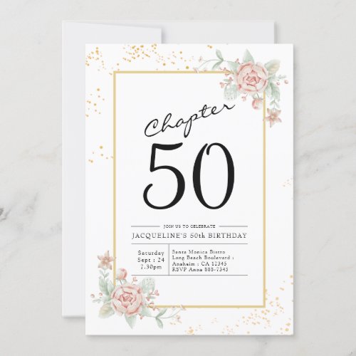 50th Birthday Blush Floral Invitation