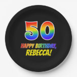[ Thumbnail: 50th Birthday: Bold, Fun, Simple, Rainbow 50 Paper Plates ]