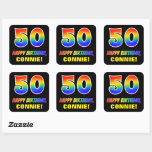 [ Thumbnail: 50th Birthday: Bold, Fun, Simple, Rainbow 50 Sticker ]