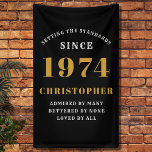 50th Birthday Born 1974 Add Name Black Gold Banner<br><div class="desc">50th Birthday Party Wall Banner - Customizable Black and Gold Decorative Piece. Celebrate an impressive milestone with our 50th Birthday Party Wall Banner. This one-of-a-kind black and gold banner is not just a decoration, it's a statement piece. Customizable to your preferences, it's an elegant and fun way to mark the...</div>