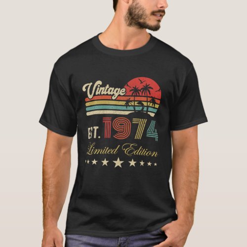 50th Birthday Born 1974 Vintage Limited Edition 50 T_Shirt