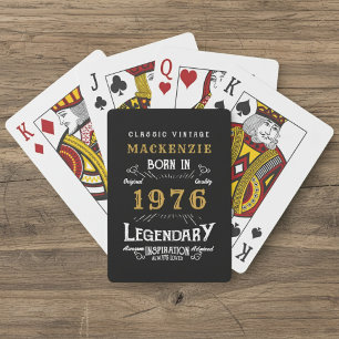50th Birthday Born 1976 Legend Black Gold Poker Cards