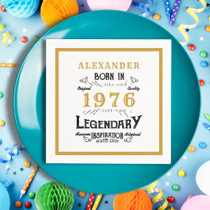 50th Birthday Born 1976 White Gold Legend Napkins