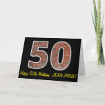 [ Thumbnail: 50th Birthday - Brick Wall Pattern "50" W/ Name Card ]
