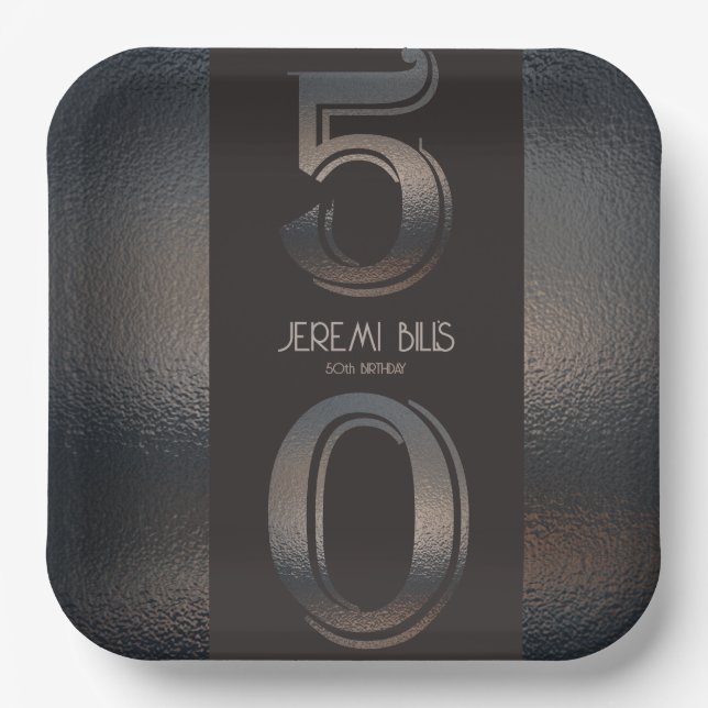 50th birthday Bronze style paper plate (Front)