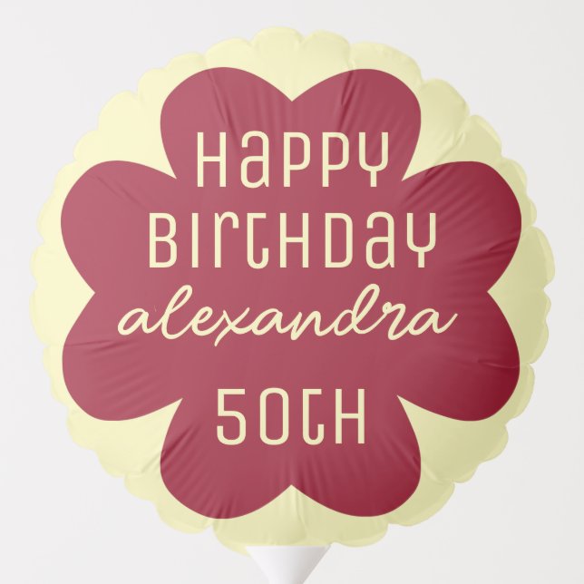 50th Birthday Burgundy Blossom Balloon (Back)