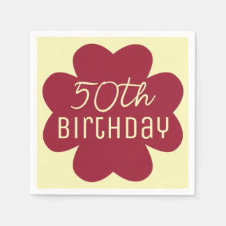 50th Birthday Burgundy Blossom Napkins