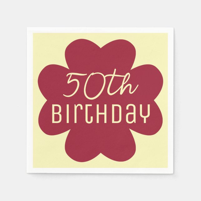 50th Birthday Burgundy Blossom Napkins (Front)