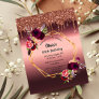 50th birthday burgundy florals glitter invitation postcard