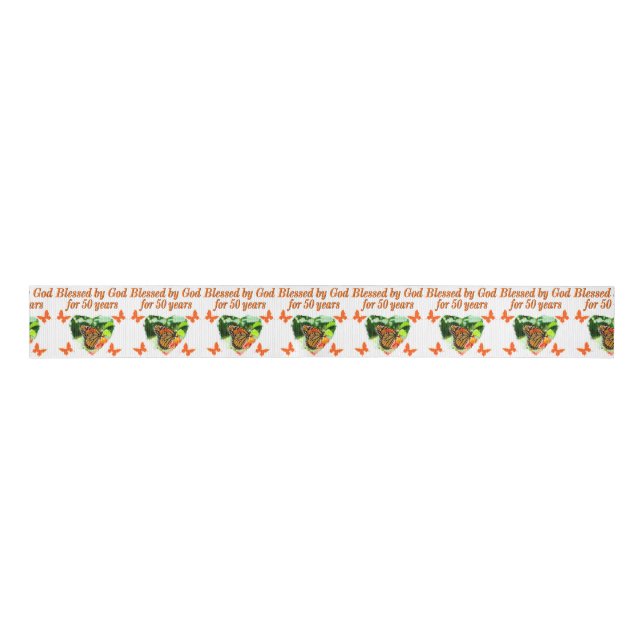 50TH BIRTHDAY BUTTERFLY GROSGRAIN RIBBON (Front)