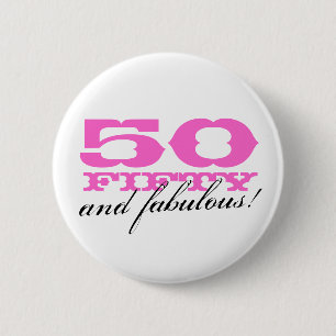 50th birthday button 50 and fabulous!