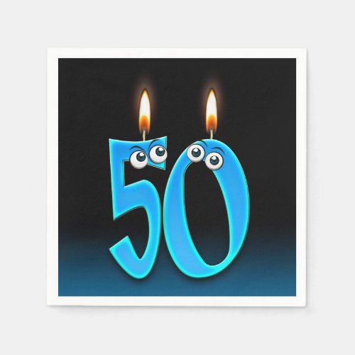 50th birthday candle with eyeballs napkins