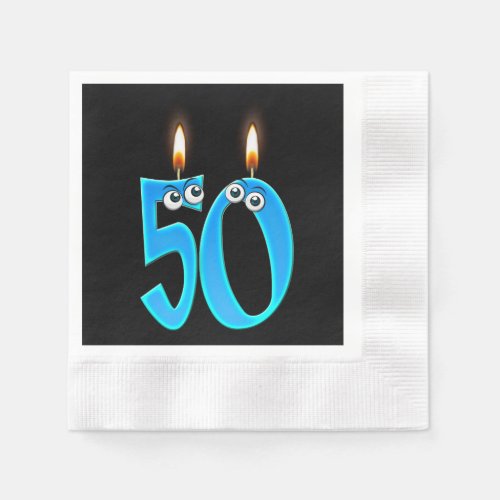 50th birthday candle with eyeballs paper napkins