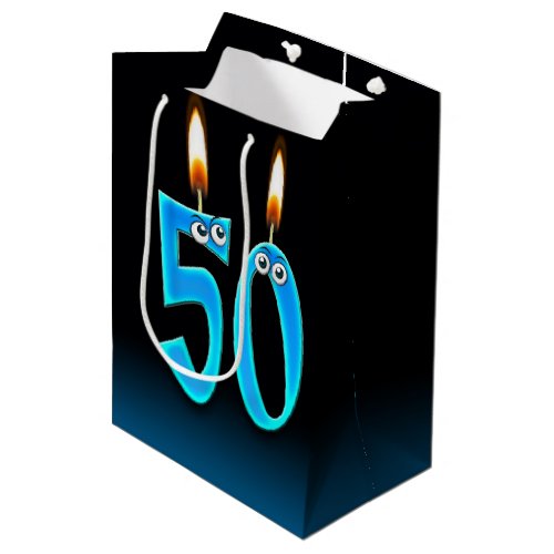 50th Birthday Candles Medium Gift Bag