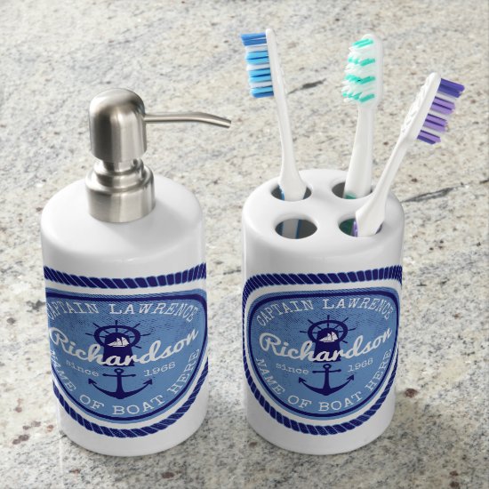 50th Birthday Captain Nautical Rope Anchor Helm Bathroom Set