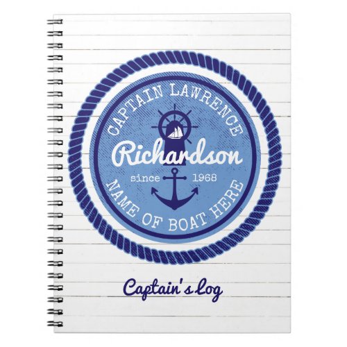 50th Birthday Captain Nautical Rope Anchor Helm Notebook