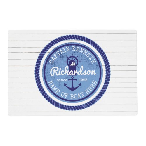 50th Birthday Captain Nautical Rope Anchor Helm Placemat