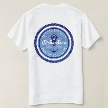 50th Birthday Captain Nautical Rope Anchor Helm T-shirt by BCVintageLove at Zazzle