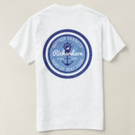 50th Birthday Captain Nautical Rope Anchor Helm T-shirt