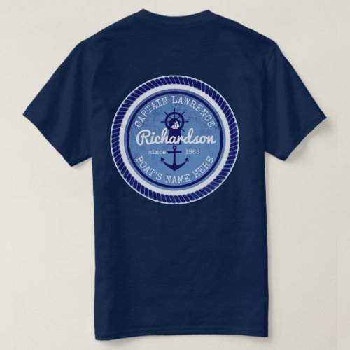 50th Birthday Captain Nautical Rope Anchor Helm T_Shirt
