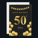 50th Birthday Card Black and Gold Balloons<br><div class="desc">50th Birthday Card Black and Gold Balloons : 50th Birthday Card Black and Gold Balloons: Celebrate a milestone in pure style with this 50th Birthday Greeting Card, designed in an elegant black and gold glam theme. Featuring shiny gold balloon, festive bunting, this card exudes luxury—perfect for honoring someone who deserves...</div>